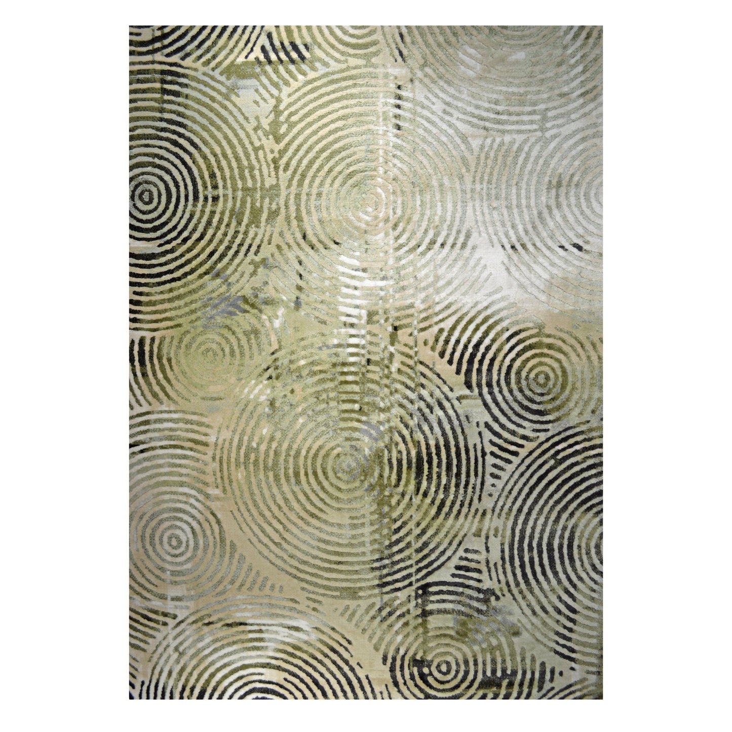 GS-7930 GRE BONITA Collection Grey and Green Circles Pattern Rug