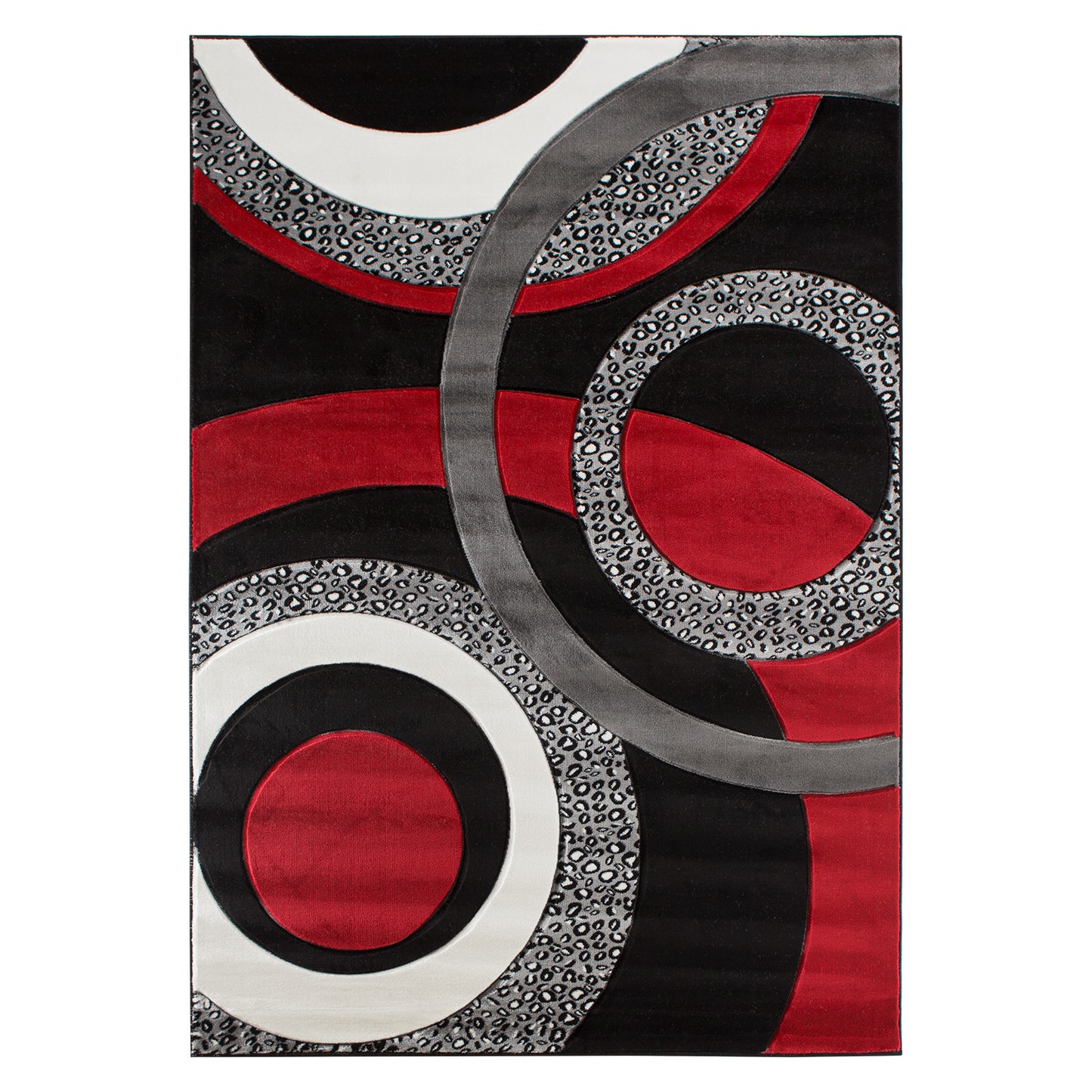 GROR17 CIRAN Black Red White Polypropylene Area Rug