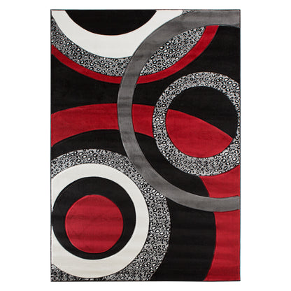 GROR17 CIRAN Black Red White Polypropylene Area Rug