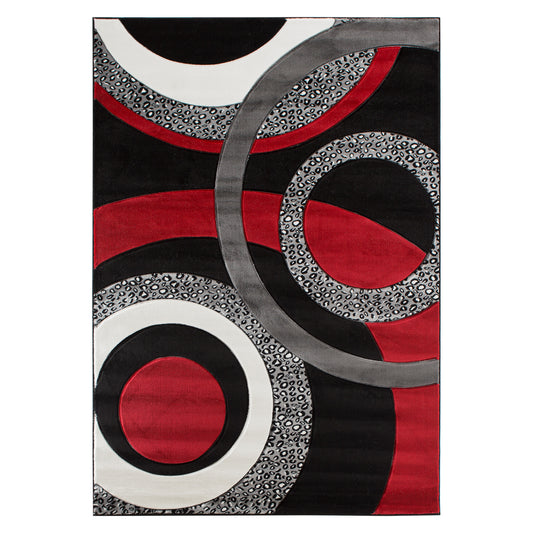 GROR17 CIRAN Black Red White Polypropylene Area Rug