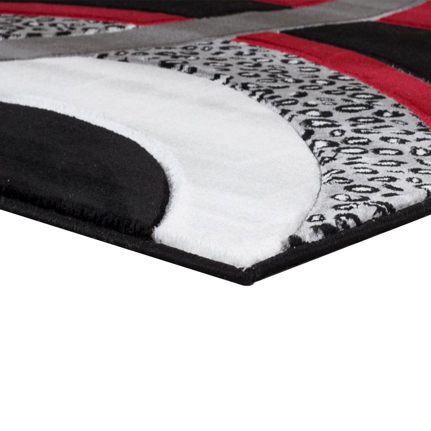GROR17 CIRAN Black Red White Polypropylene Area Rug
