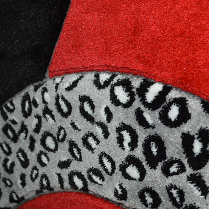 GROR17 CIRAN Black Red White Polypropylene Area Rug