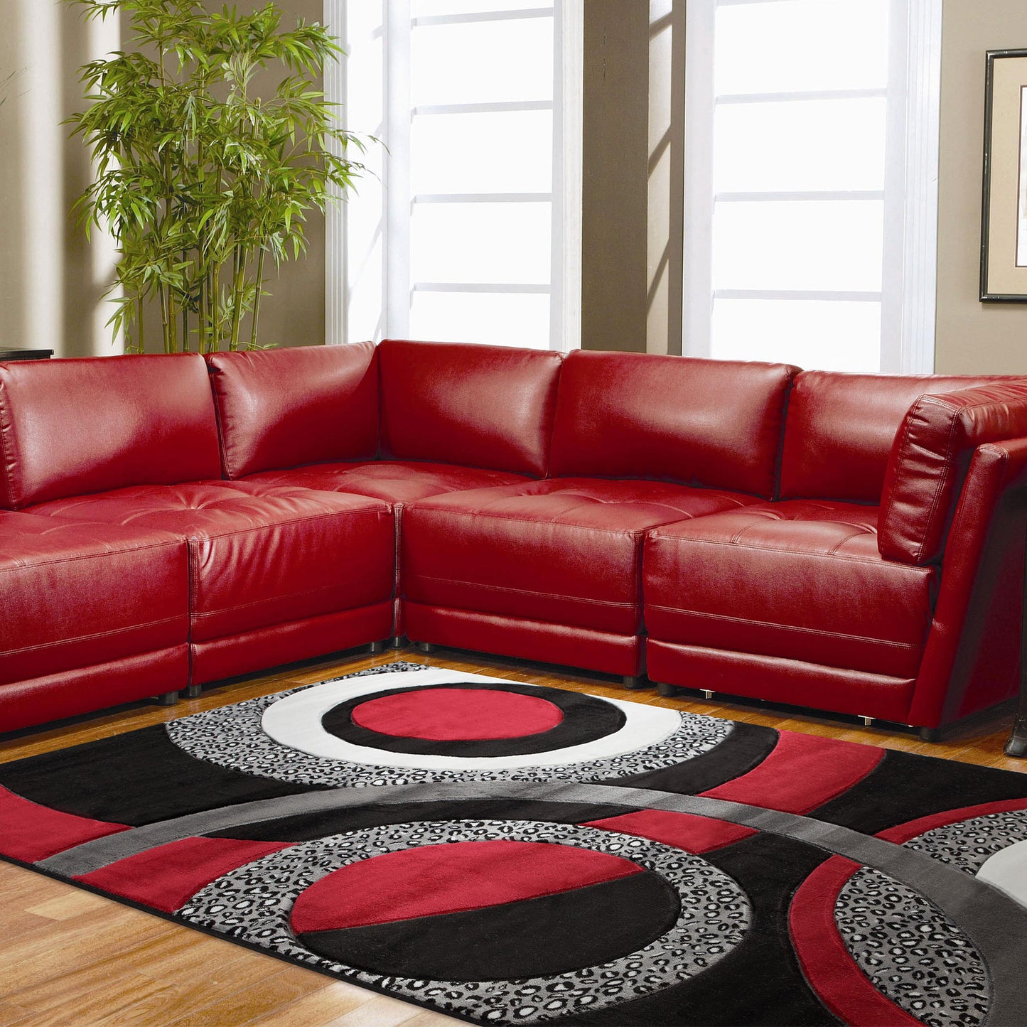 GROR17 CIRAN Black Red White Polypropylene Area Rug
