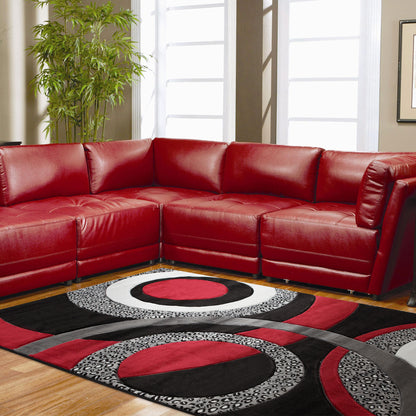 GROR17 CIRAN Black Red White Polypropylene Area Rug