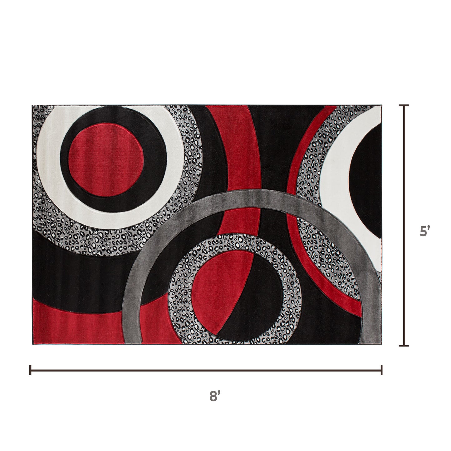GROR17 CIRAN Black Red White Polypropylene Area Rug