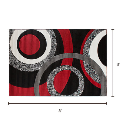GROR17 CIRAN Black Red White Polypropylene Area Rug