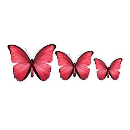 PALC-05 CIRCA 3D Red Butterfly Acrylic Prints Set of 3