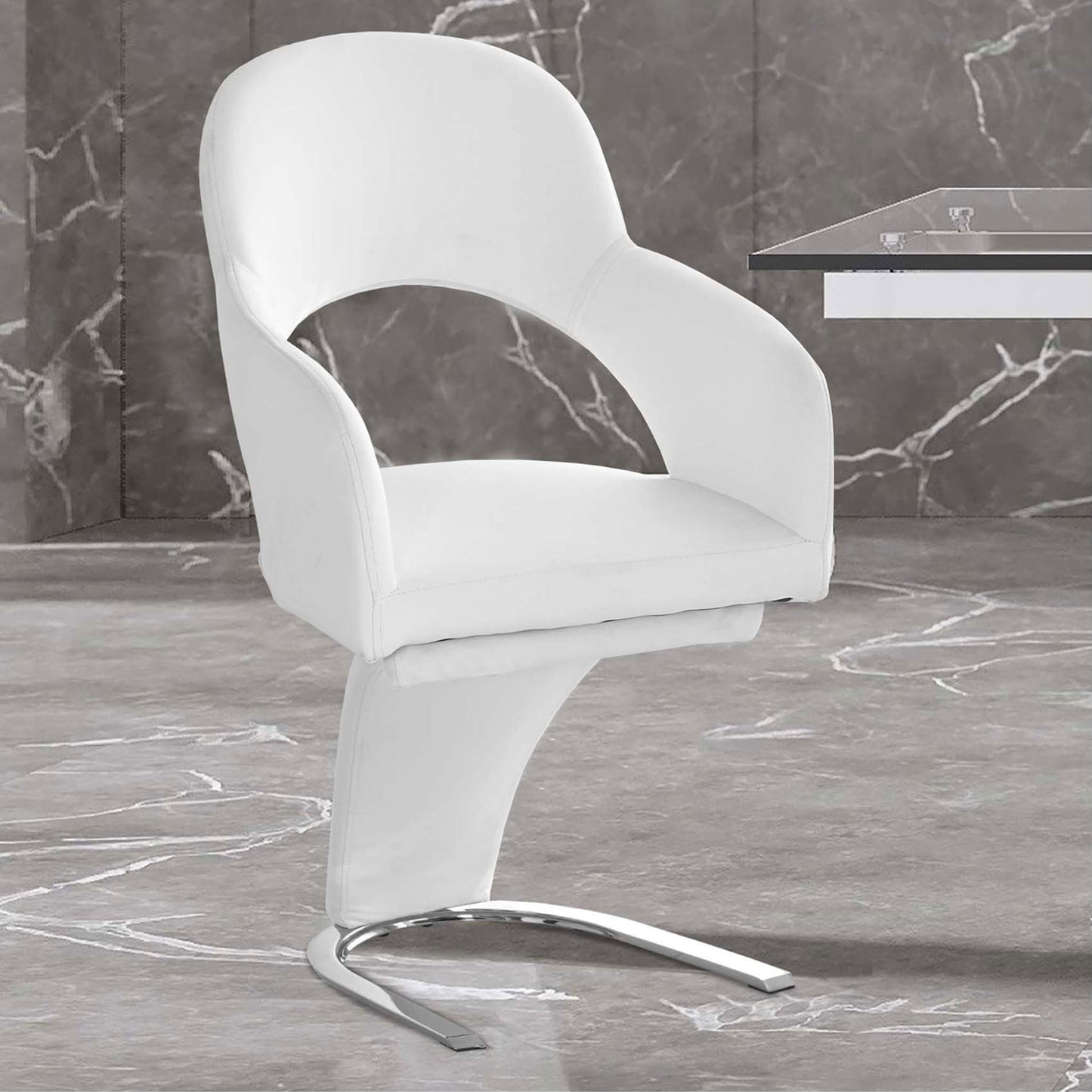 TROY White PU Dining Chair