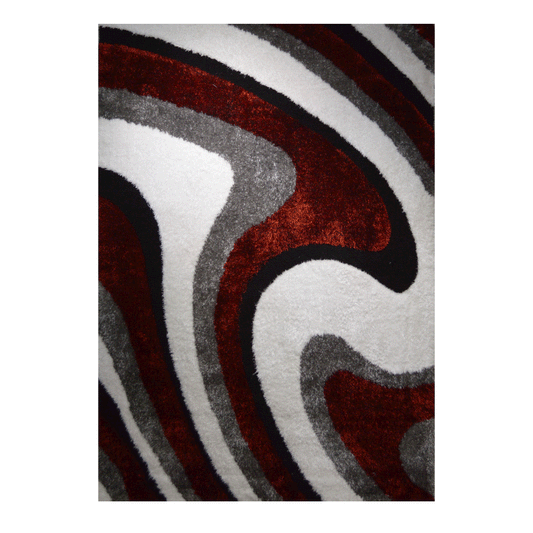 3D SHAGGY Rug Winding Pattern with Red