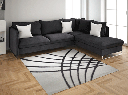 3D SHAGGY Rug White and Black