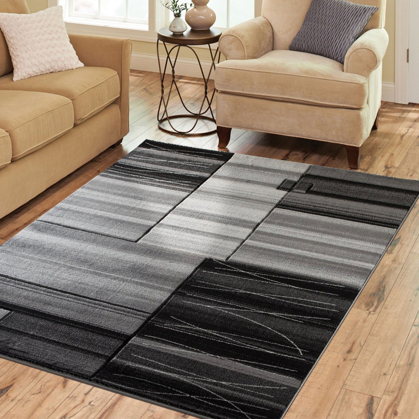 GRGM16 JADEN Grey Black Beige Polypropylene Area Rug