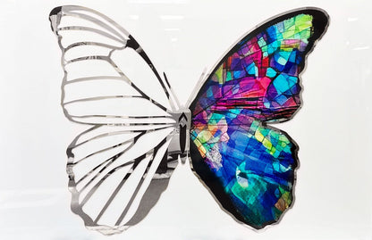 PALC-63 JOLIE 3D Silver Butterfly Acrylic Mirror Prints