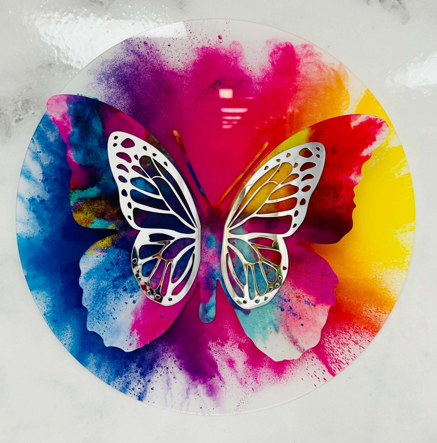 PA-3D 01 KYREL 3D Yellow Butterfly Acrylic Mirror Prints