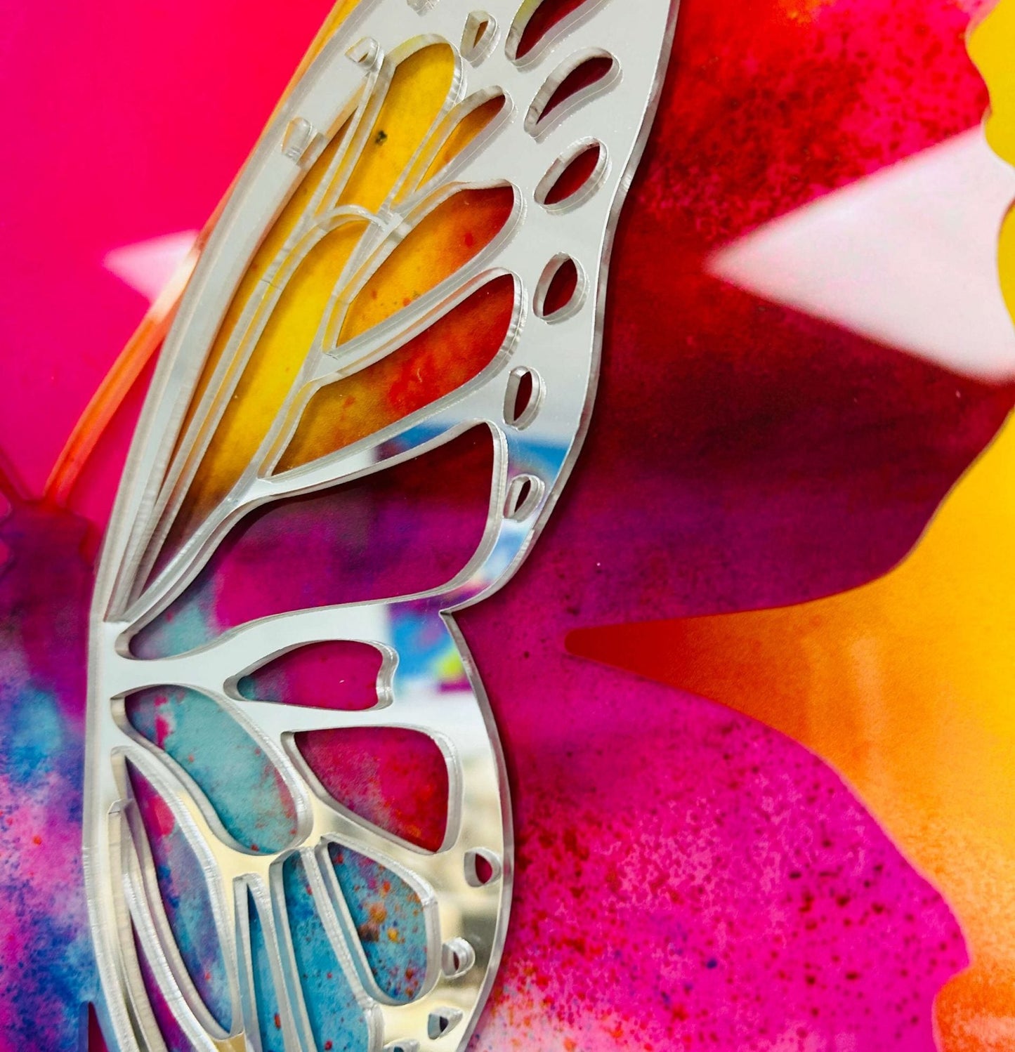 PA-3D 01 KYREL 3D Yellow Butterfly Acrylic Mirror Prints