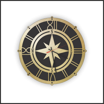 DYRON Compass Acrylic Mirror Art Wall Clock