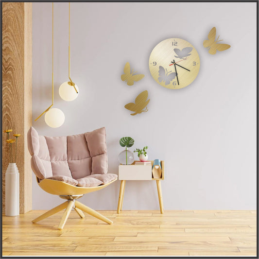 BUTTERFLY Acrylic Mirror Art Wall Clock