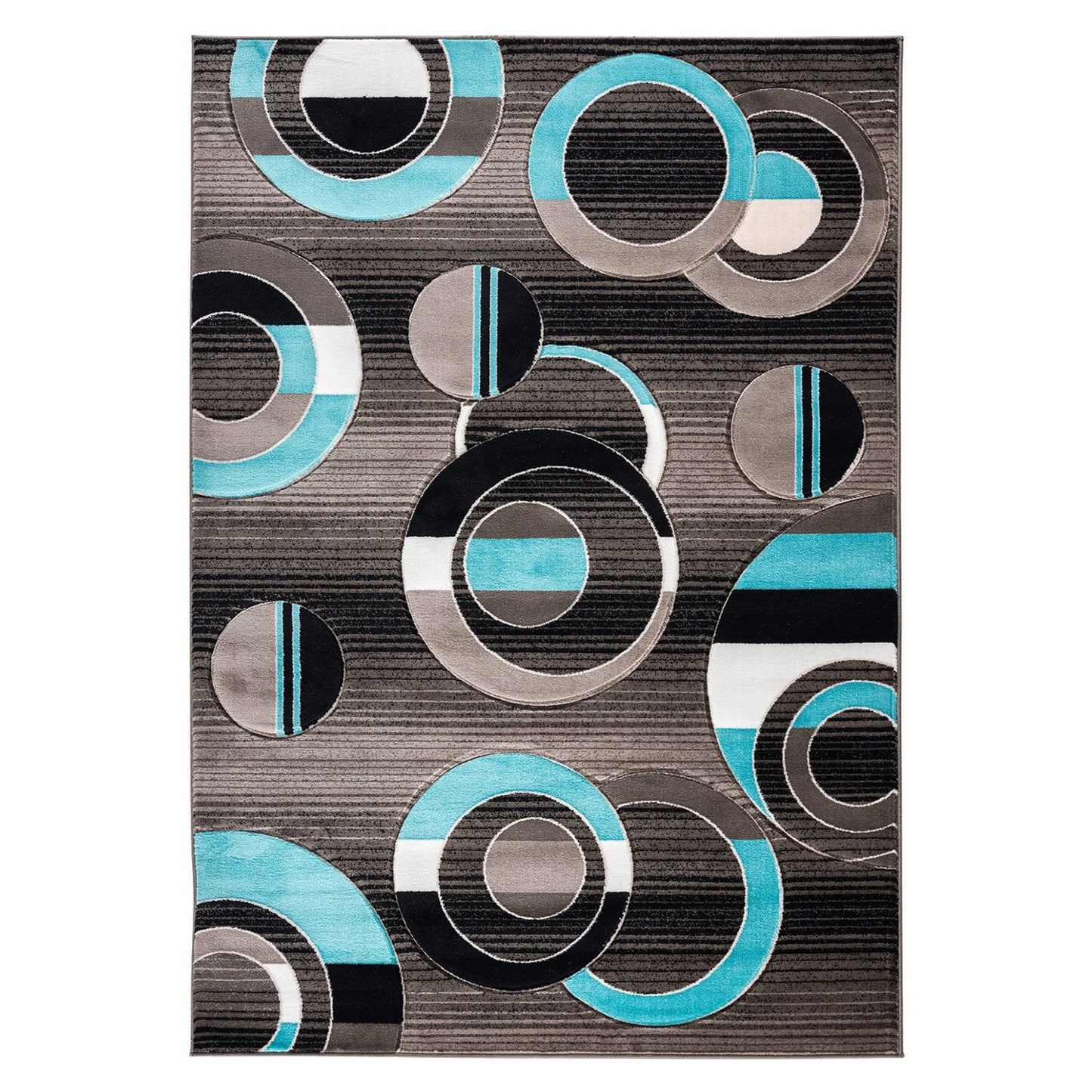 LAWRENCE Brown Turquoise Polypropylene Area Rug