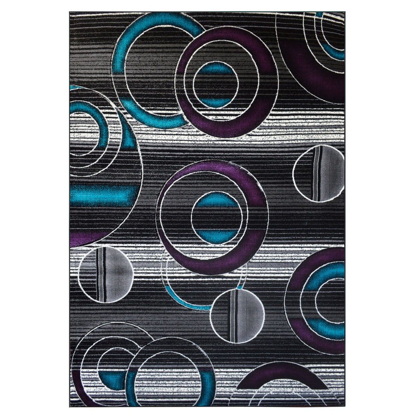 LAWRENCE Grey Turquoise and Violet Polypropylene Area Rug