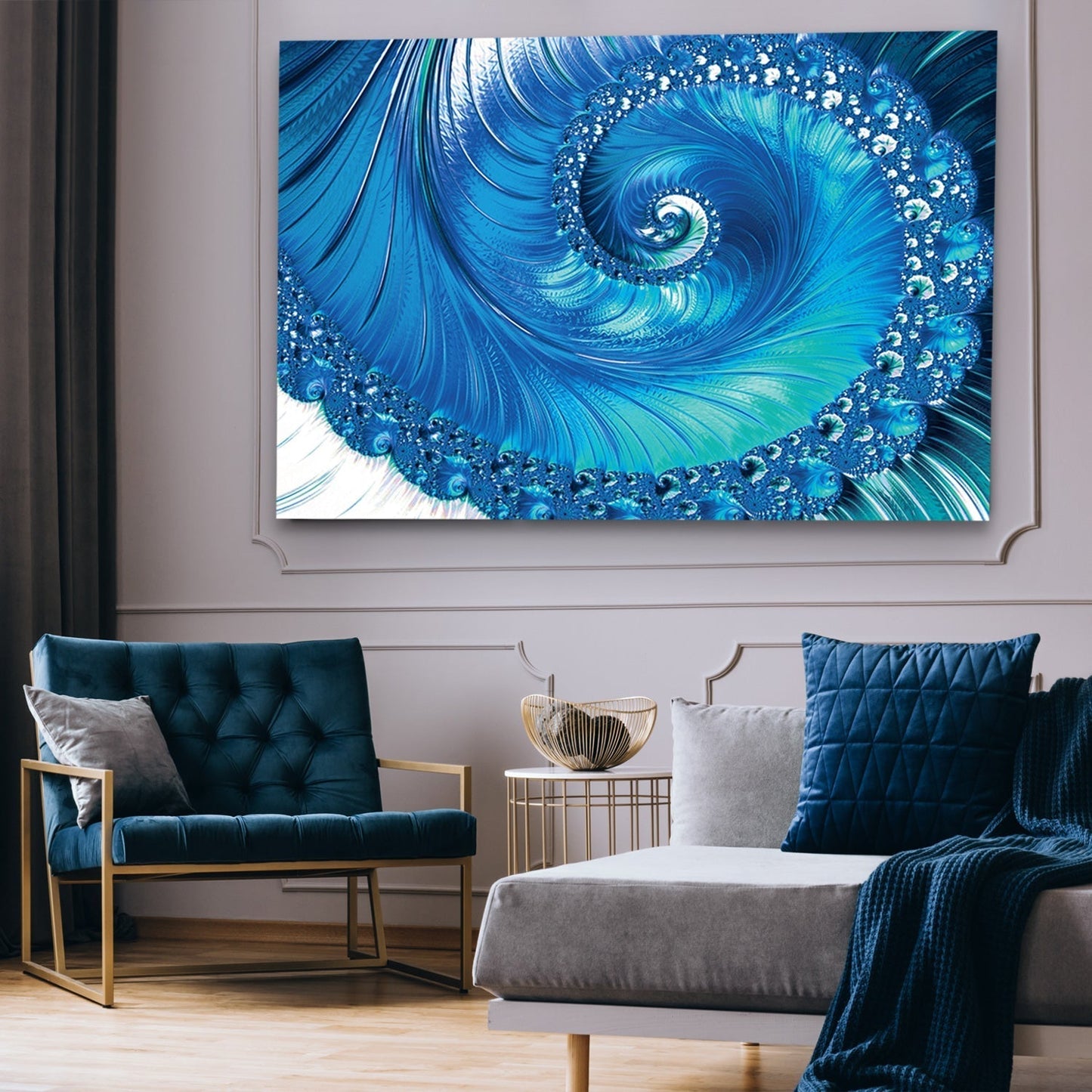 FIBONACCI Blue Creative Abstract Modern Wall Art TG