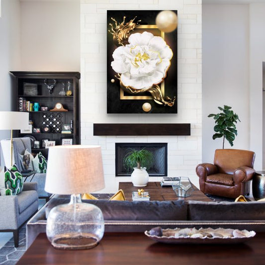 BLOOM White Flower Blossom Modern Acrylic Wall Art