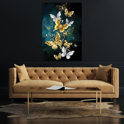 FAIRY Butterfly Modern Acrylic Wall Art Purple / Gold