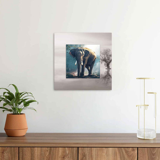 VAXON Elephant with Background Miniature Fine Wall Art TG