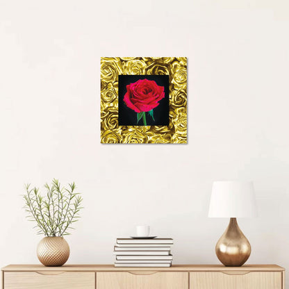 ZYLOS Red Rose with Background Miniature Fine Wall Art TG