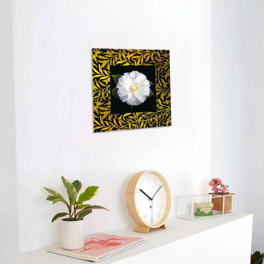 PYRON White Camellia with Background Fine Acrylic Wall Art