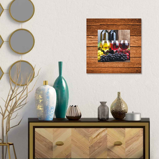 KLYRO Three Glasses of Wine with Background Miniature Fine Wall Art TG