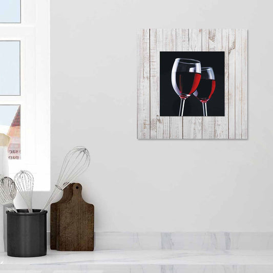 ZYPHO Two Glasses of Wine with Background Miniature Fine Wall Art TG