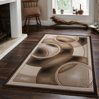 MOCHA Brown Beige Polypropylene Area Rug