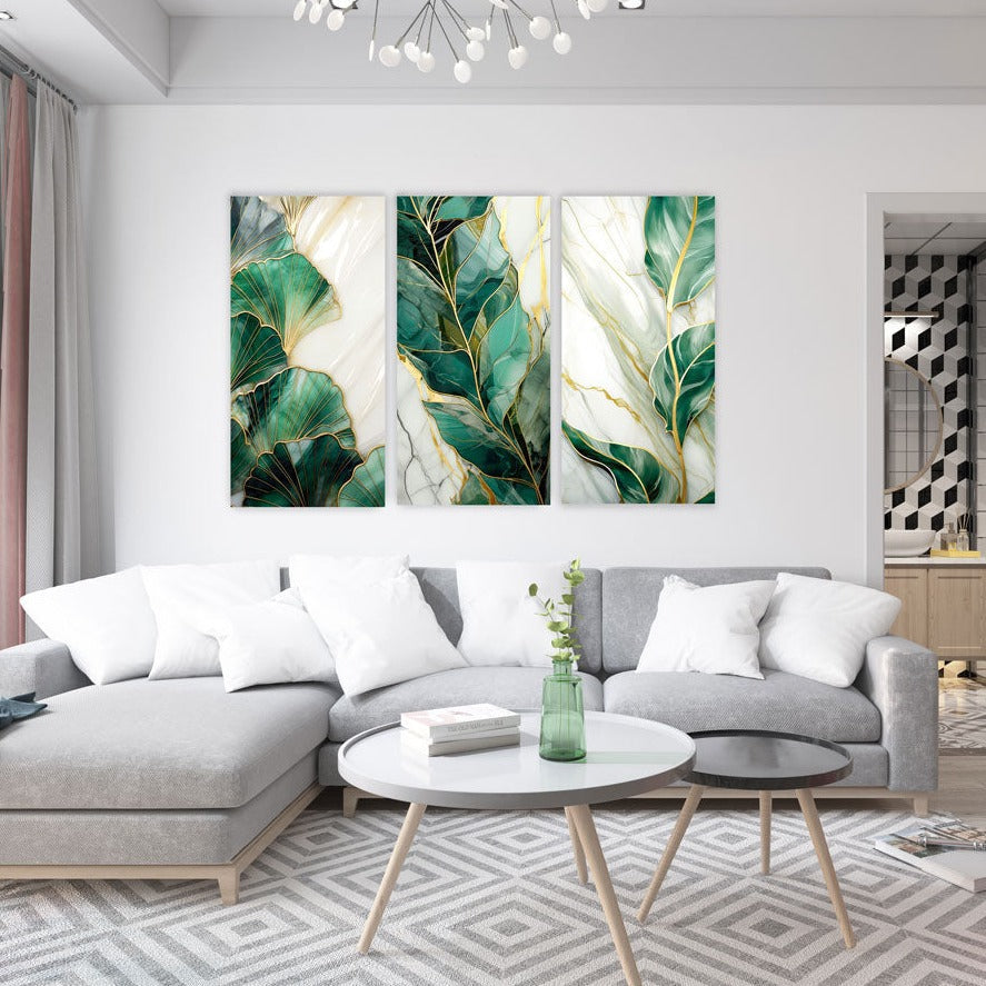 CALISTA Glam Green and Gold Modern Wall Art TG