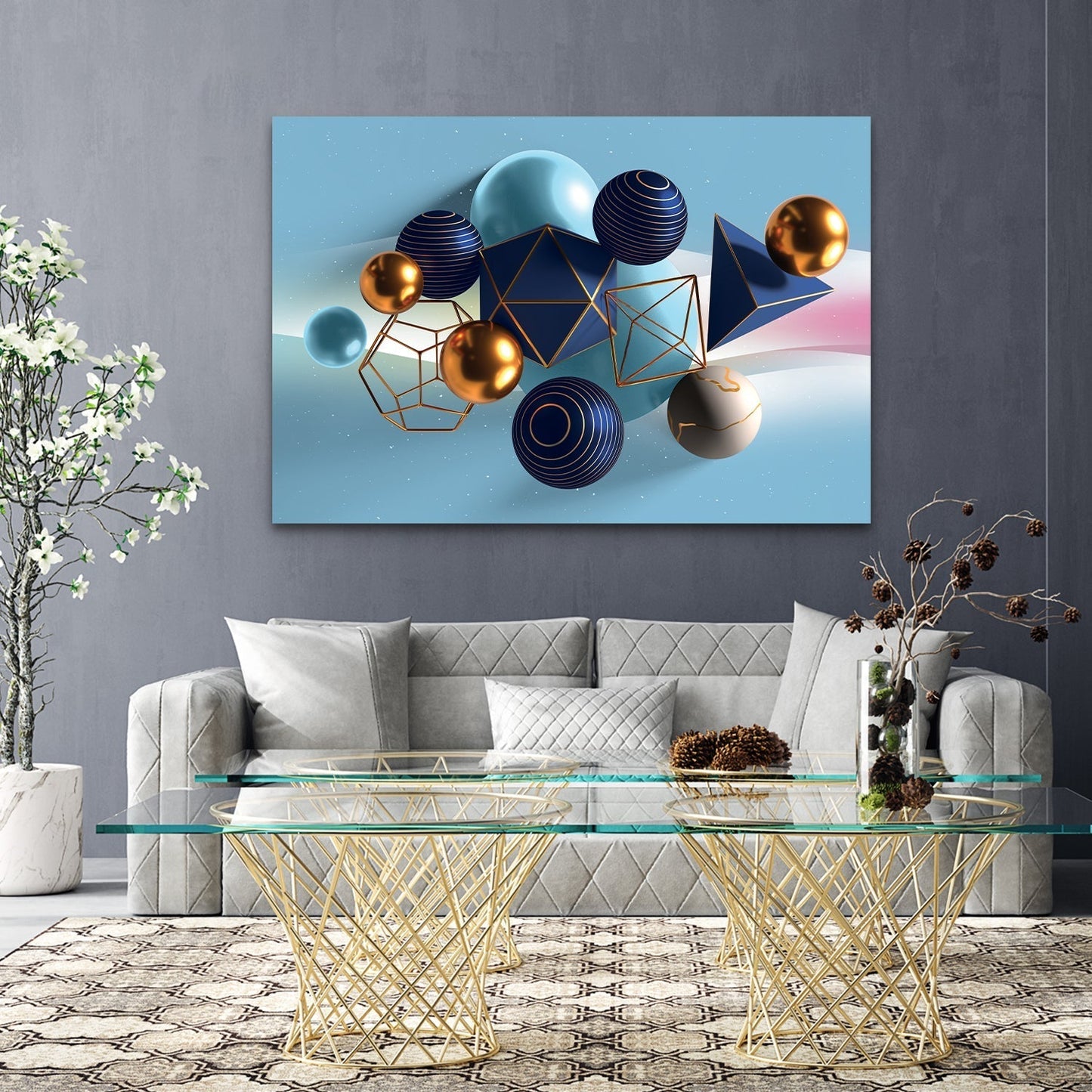 SULC-55 REGAL Blue Ornamental Delight Modern Wall Art TG