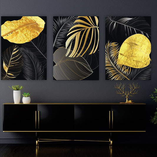 DION Gold Leaves Modern Wall Art TG