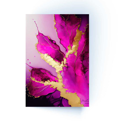 KRYTA Magenta Flower Splash Modern Acrylic Wall Art