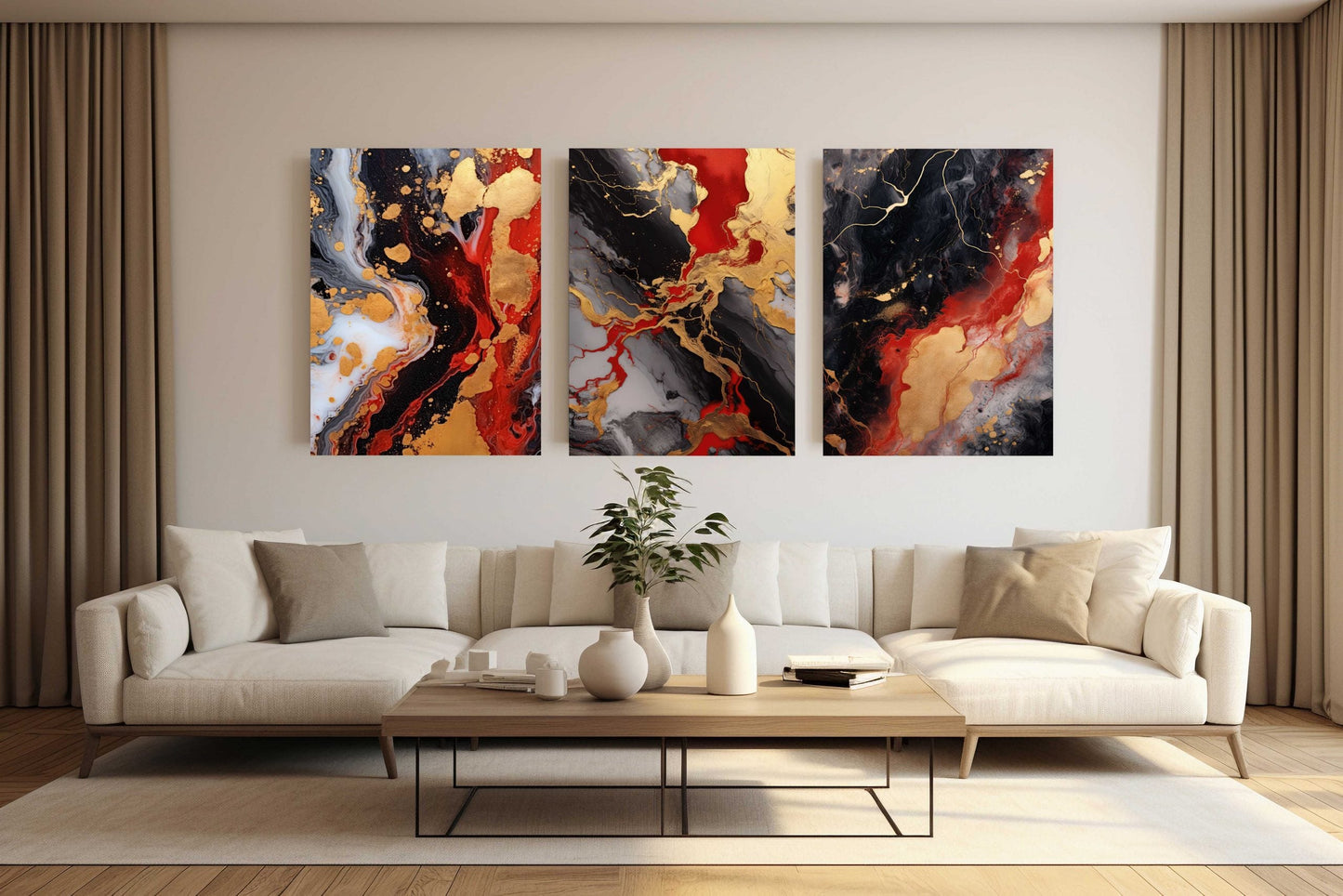 LARYN Red Splash Modern Wall Art TG