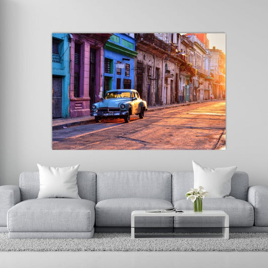 HAVANA Vintage Blue Car in Vieja Modern Wall Art TG