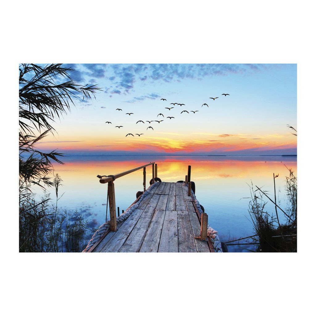 SERENE Calm Sunset in a Lake Modern Wall Art TG