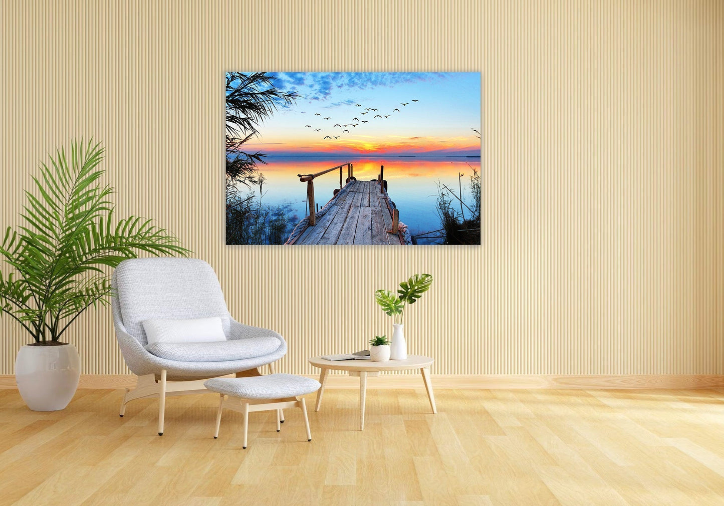 SERENE Calm Sunset in a Lake Modern Wall Art TG