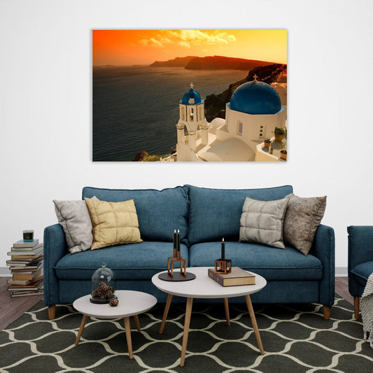 GRECIAN Sunset on Santorini Island Modern Acrylic Wall Art