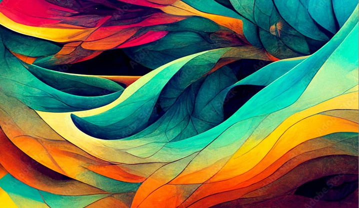 WAVES Colorful Organic Forms Modern Wall Art TG