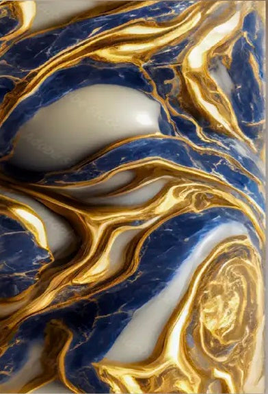 BLUE FLOW Texture Marble Modern Wall Art TG