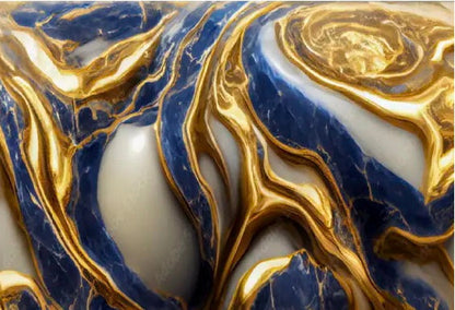 BLUE FLOW Texture Marble Modern Wall Art TG