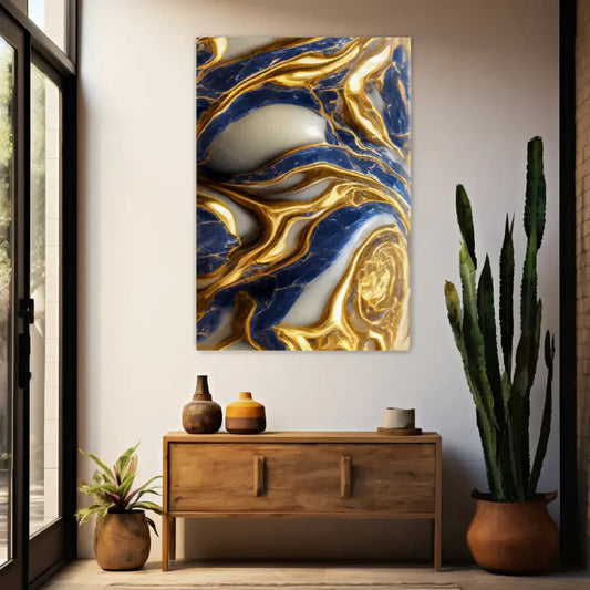 BLUE FLOW Texture Marble Modern Wall Art TG