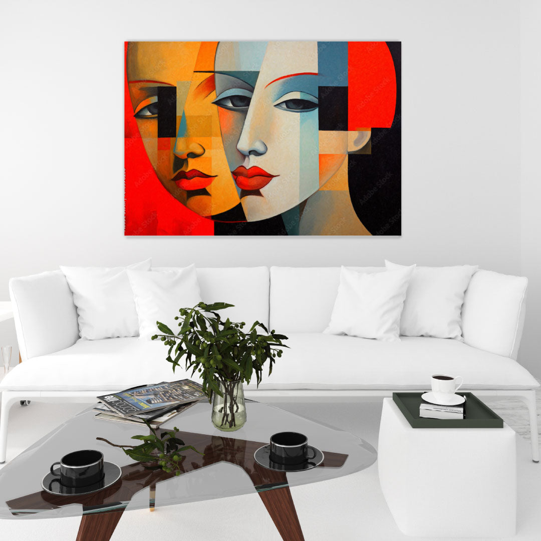 LEAH Mosaic Woman Twin Face Acrylic Wall Art