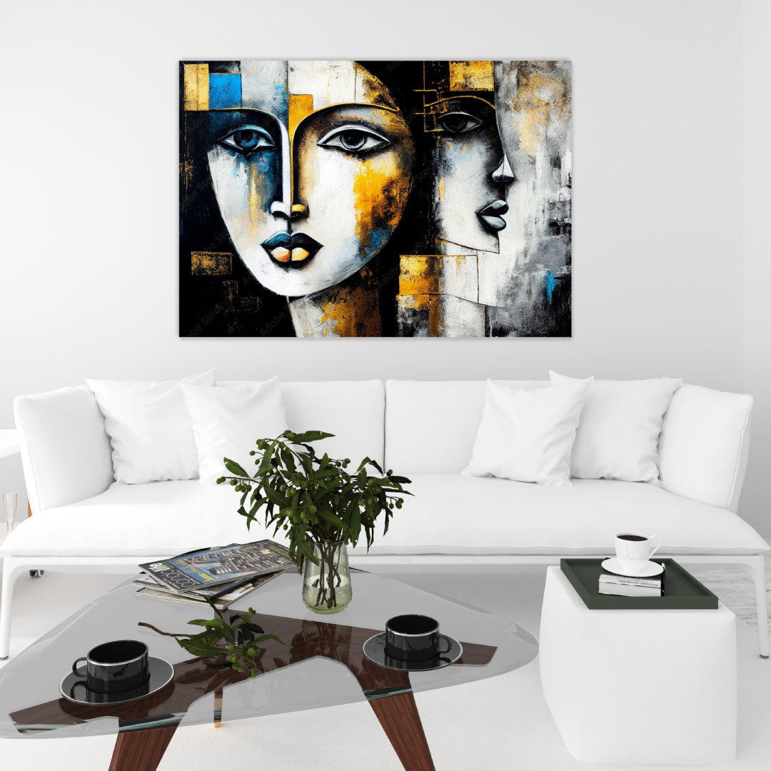 TESS Two Woman Faces Wall Art Print TG