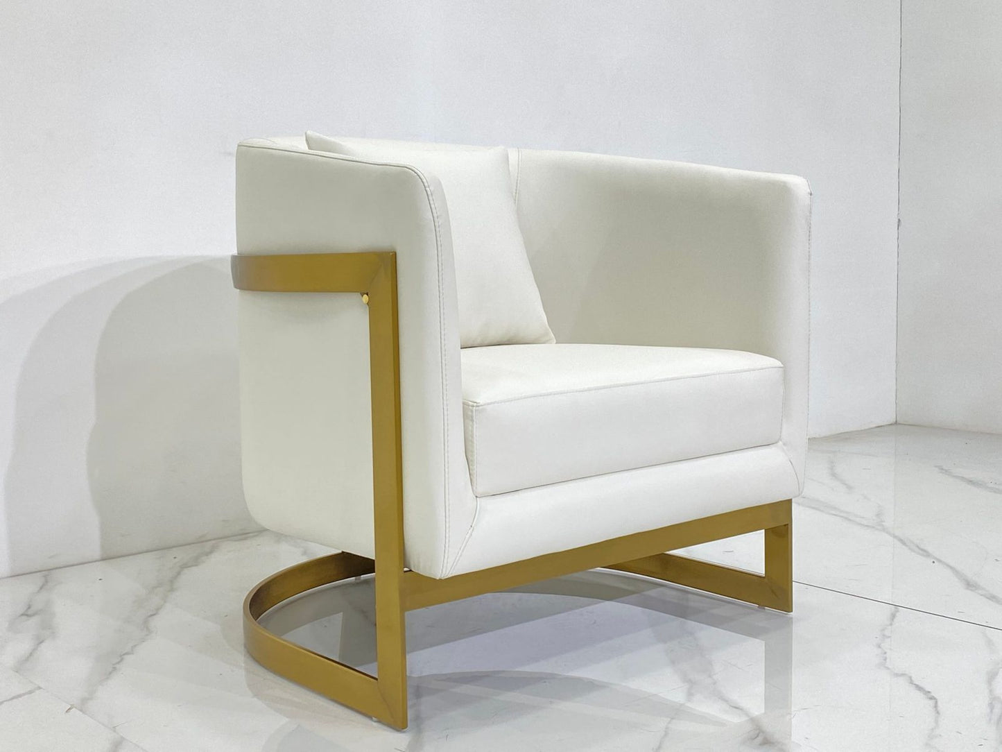 OPORTO White PU Accent Chair