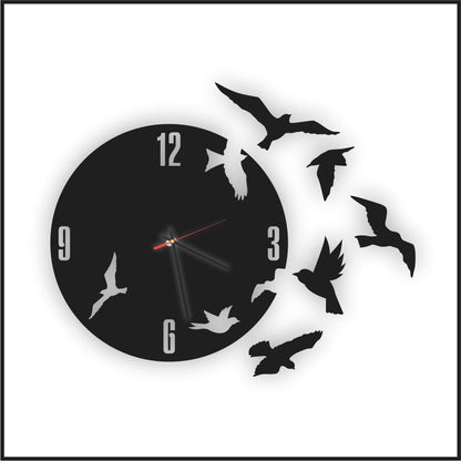 HELIX Black Birds Acrylic Art Wall Clock