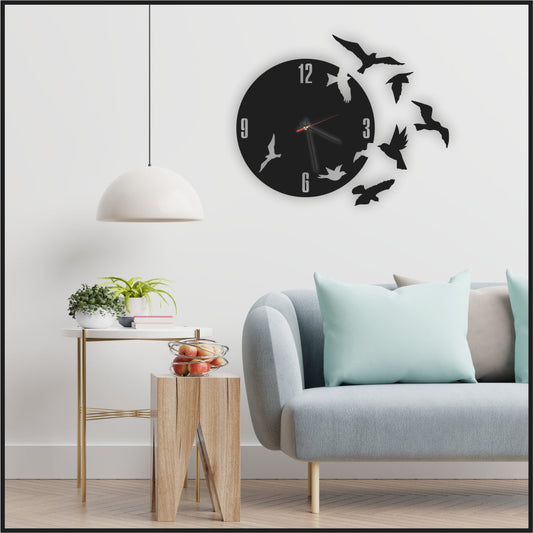 HELIX Black Birds Acrylic Art Wall Clock