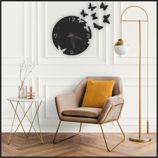 HELIX Black Butterfly Acrylic Art Wall Clock